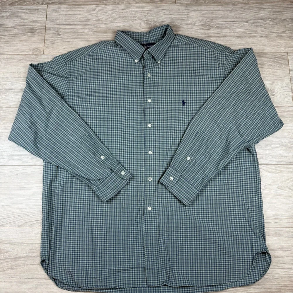 Ralph Lauren McMeel Shirt Plaid Checkered Heavy Cotton Button Up Size XXL